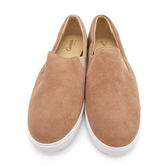 Lands End (Womens Size 9 B) Flat Slip On Canvas Brown Suede Shoes 451759 - Picture 2 of 6